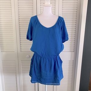 J. Crew Women’s Royal Blue Cotton Guaze Cinch Waist Mini Dress Size Medium